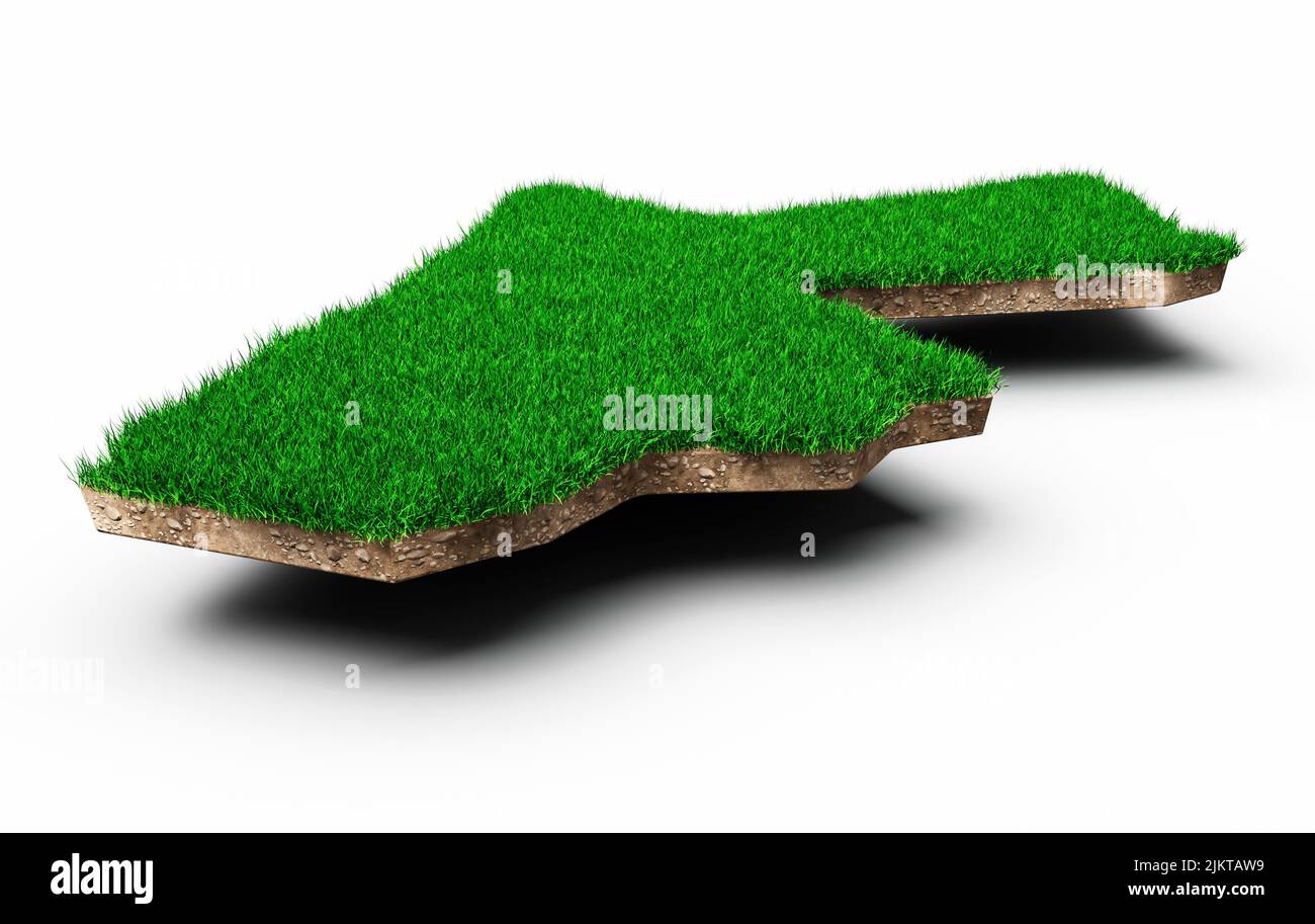 Mappa Giordania suolo geologia sezione trasversale con erba verde 3D illustrazione Foto Stock