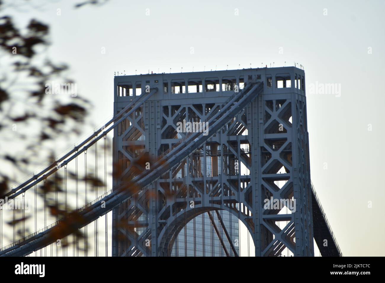 Uno scatto da vicino alla cima del George Washington Bridge Foto Stock