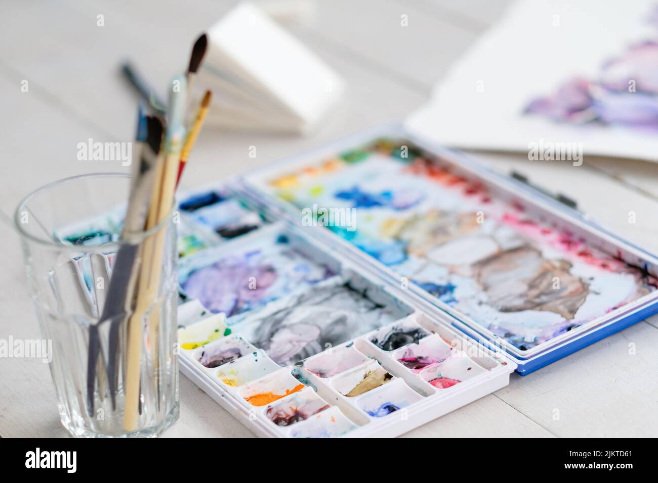arte pittura tempo libero hobby artigianale disegnare acquerello Foto Stock