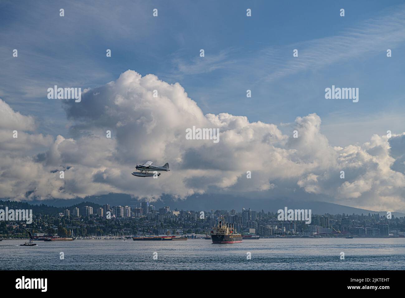 Vancouver in Canada, splendida vista, un idrovolante in aria Foto Stock