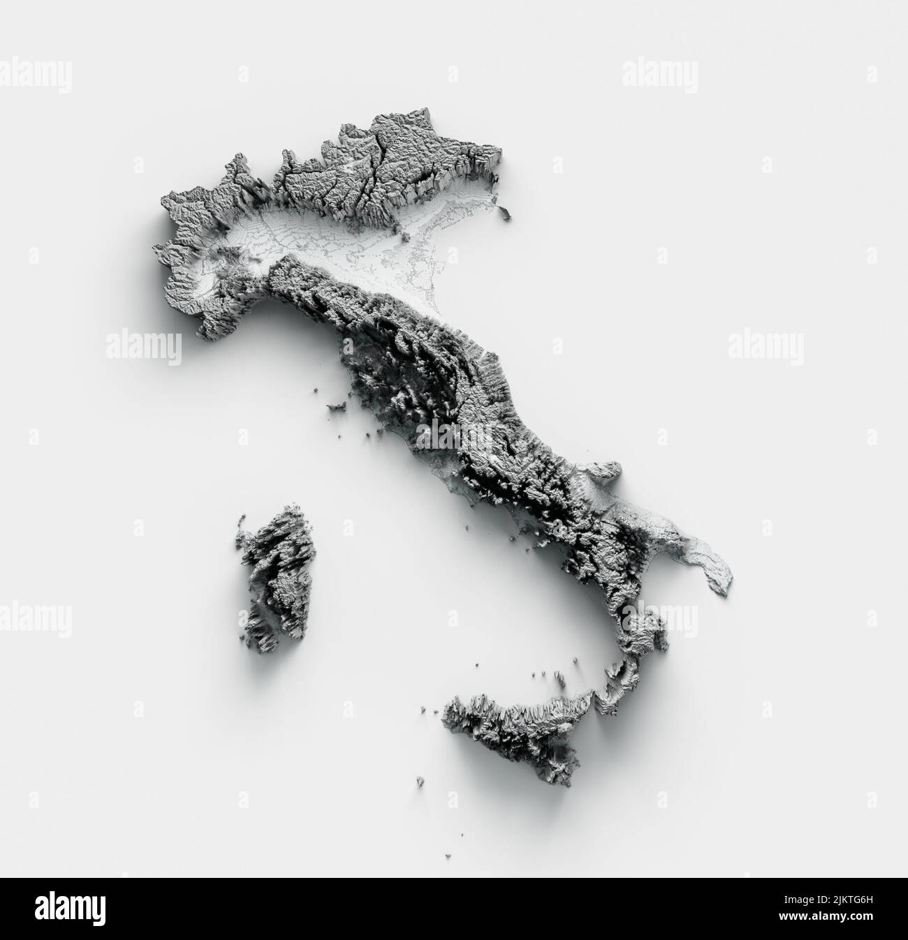 Dettaglio mappa fisica Italia 3D illustrazione Foto Stock