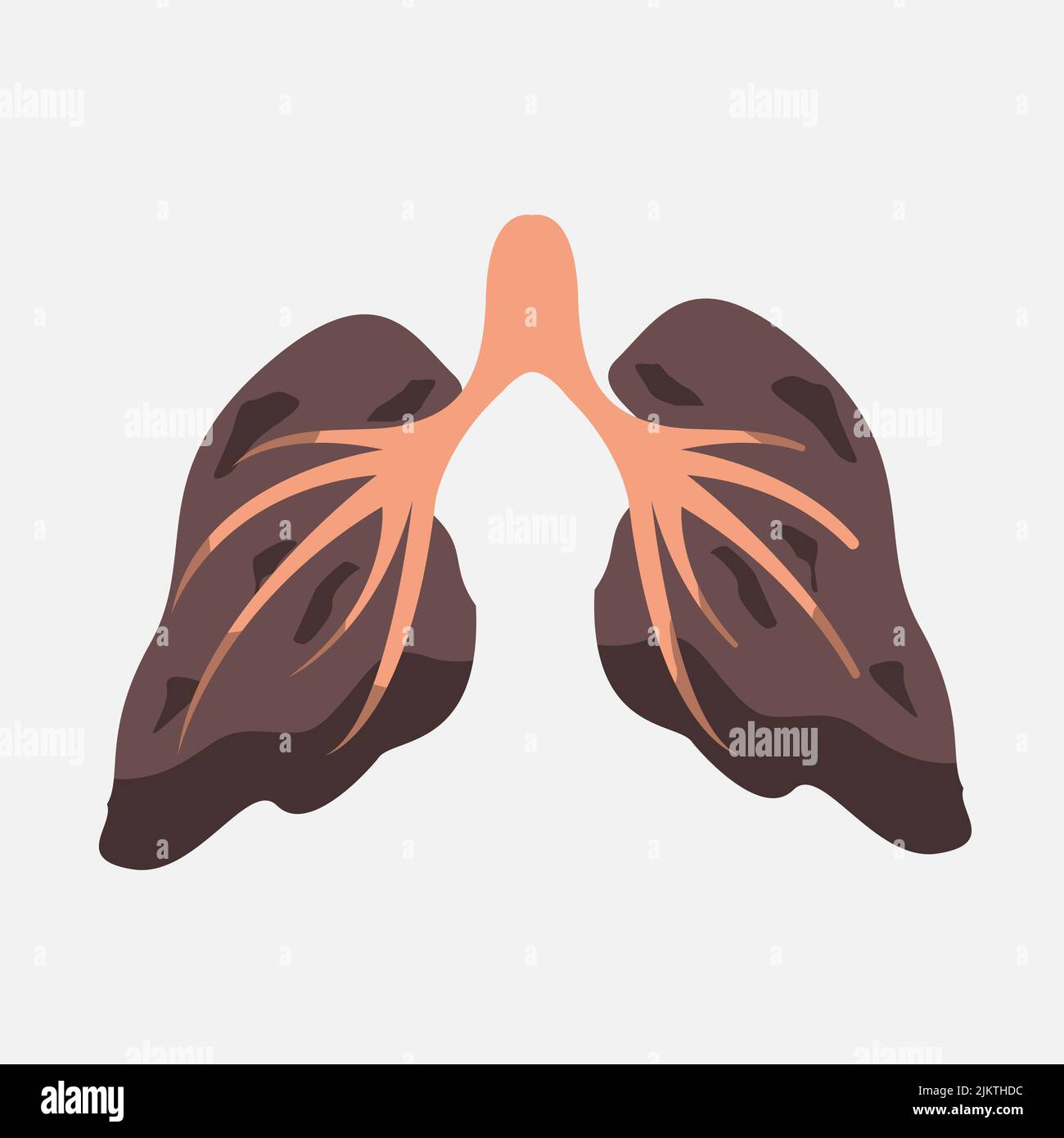 Icona dei polmoni danneggiati. Organi interni danneggiati. Illustrazione Vettoriale