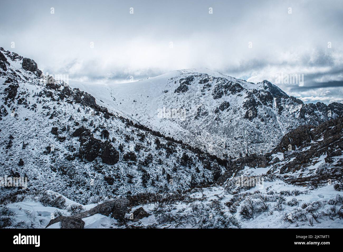 Cima della montagna piena di neve Foto Stock