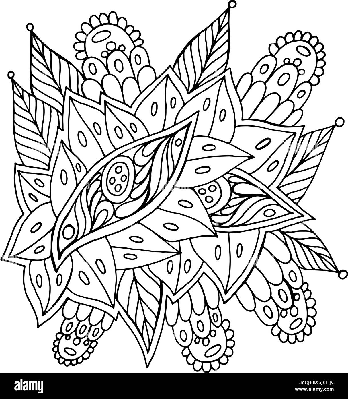 Mandala psichedelica con foglie e occhi. Linea dettagliata per libro da  colorare. Pagina da colorare per adulti. Terapia antistress. Grafica  vettoriale Immagine e Vettoriale - Alamy