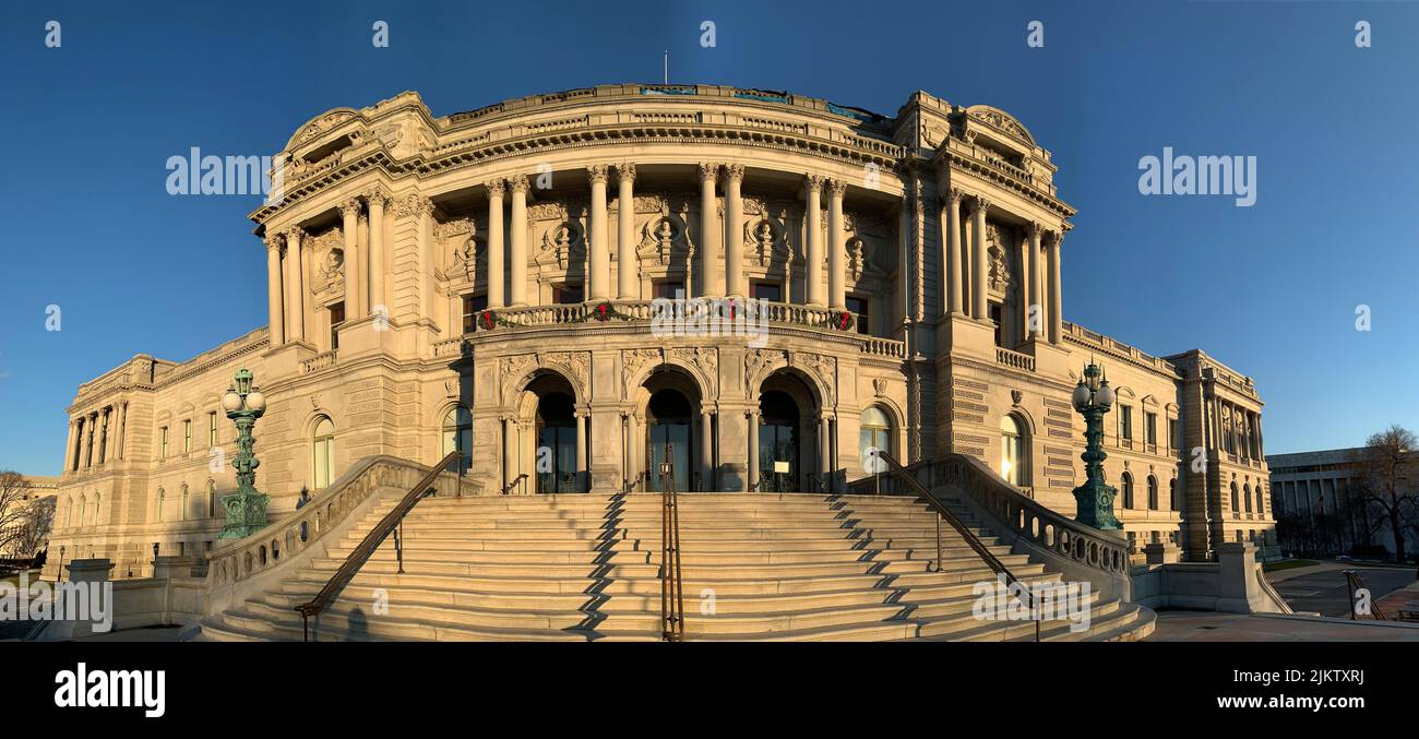 Una vista fisheye o un obiettivo grandangolare del Thomas Jefferson Building presso la Library of Congress, Washington DC Foto Stock