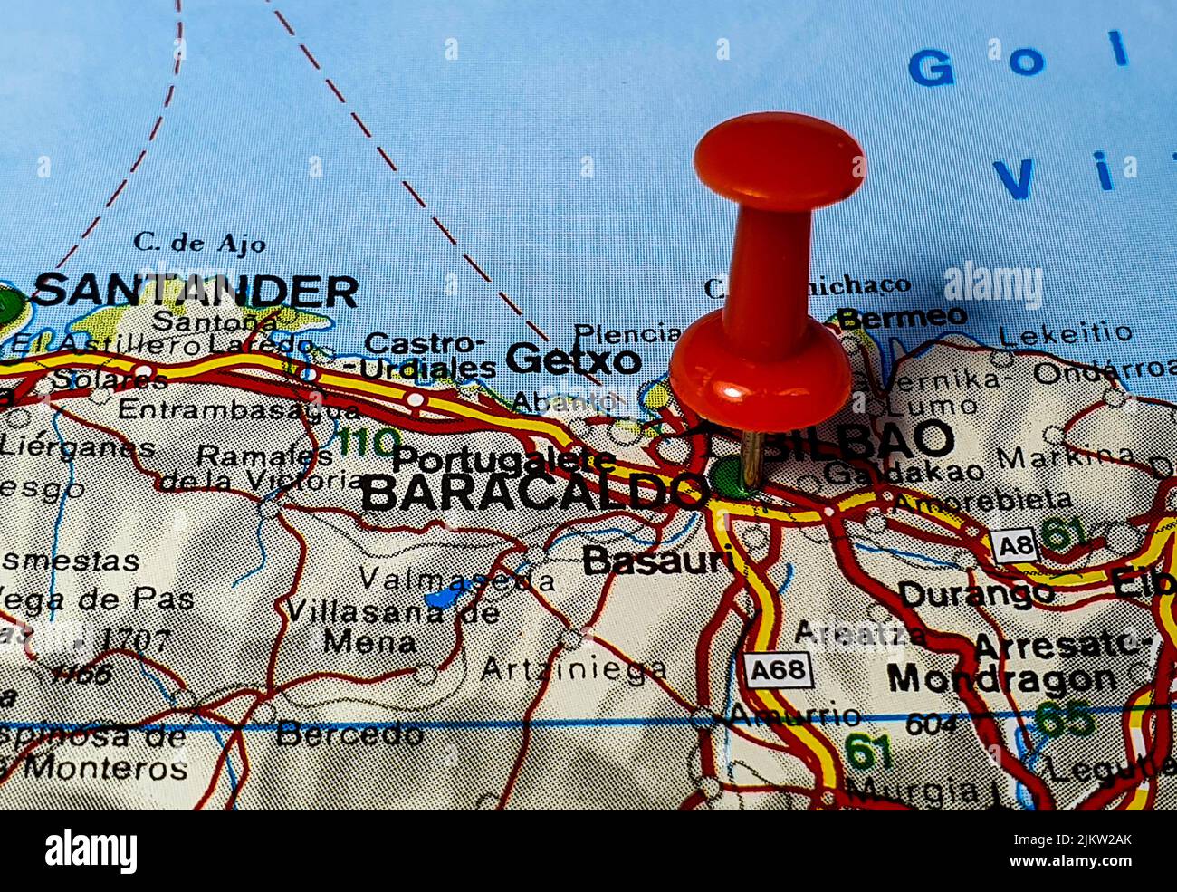 Un primo piano di posizione di Baracaldo su una mappa Foto Stock