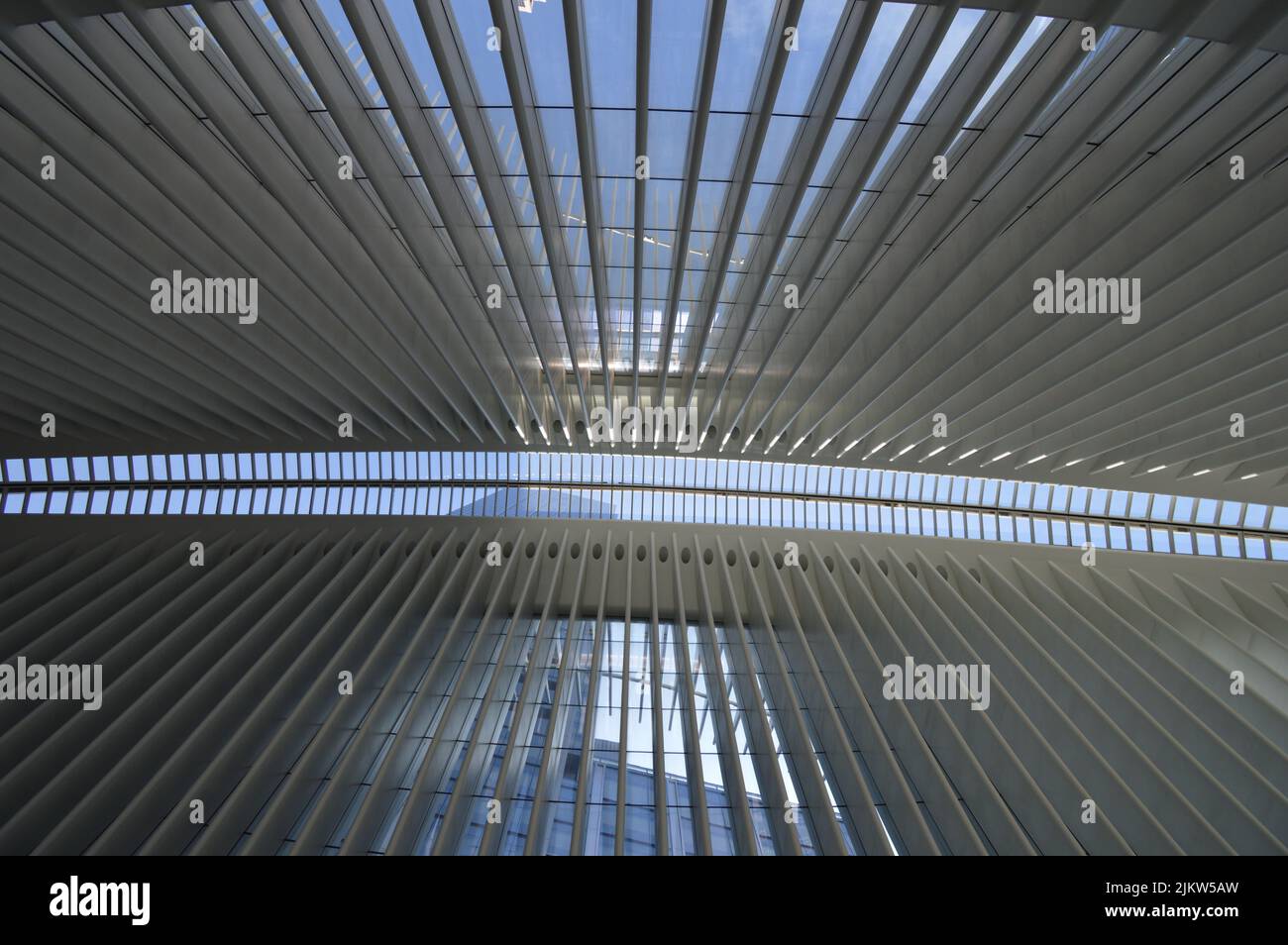 Un basso angolo del soffitto del World Trade Center a New York, USA Foto Stock