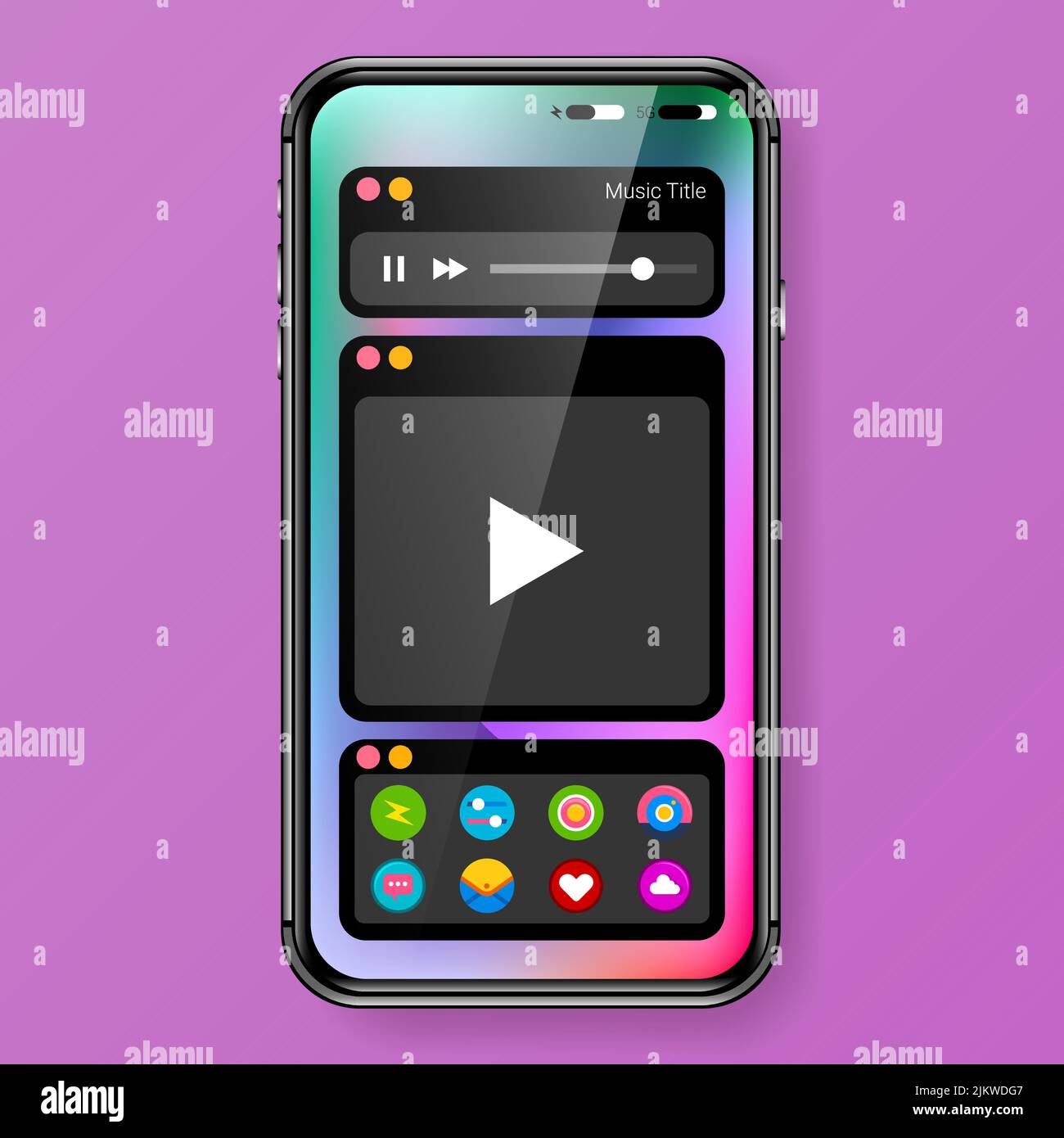 interfaccia utente in modalità oscura Illustrazione Vettoriale