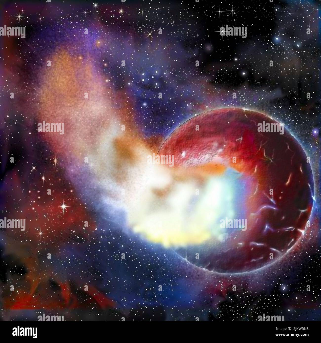 Luna (formazione) fase 5: I nuclei rifiutano. Foto Stock