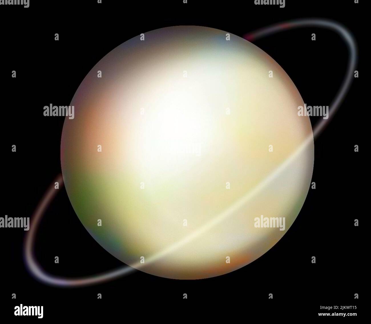 Rappresentazione di Urano (pianeta) isolato su sfondo nero. Foto Stock
