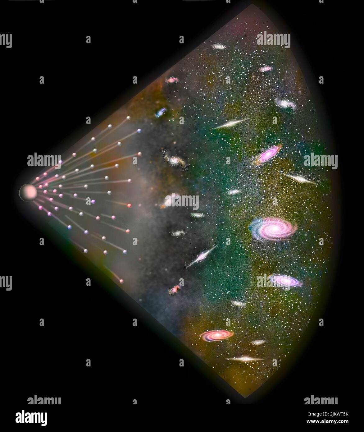 Secondo Lemaître, tutto inizia con un enorme atomo freddo che si disintegra, formando galassie. Foto Stock