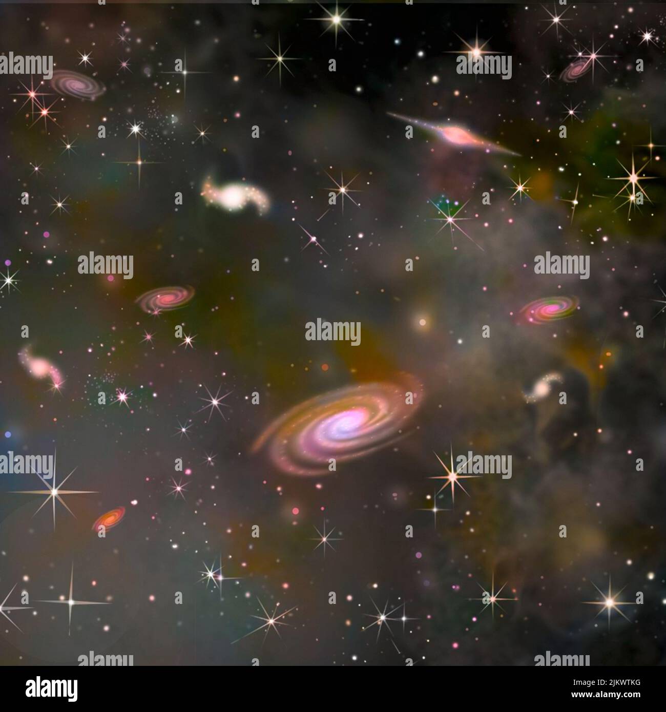 Espansione dell'universo (Stato 1): Concentrazione della materia, poi espansione dell'universo. Foto Stock