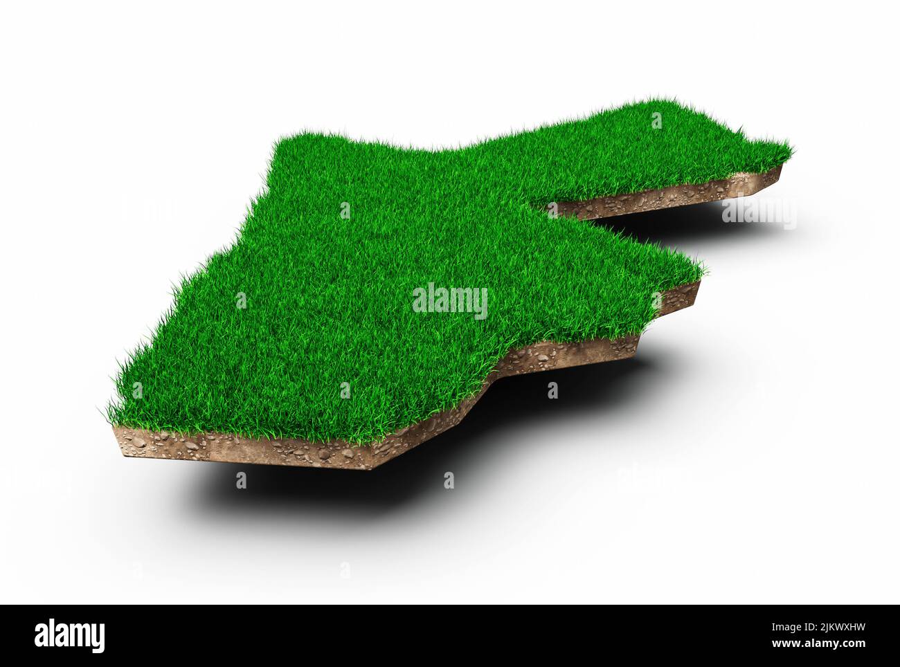 Mappa Giordania suolo geologia sezione trasversale con erba verde 3D illustrazione Foto Stock