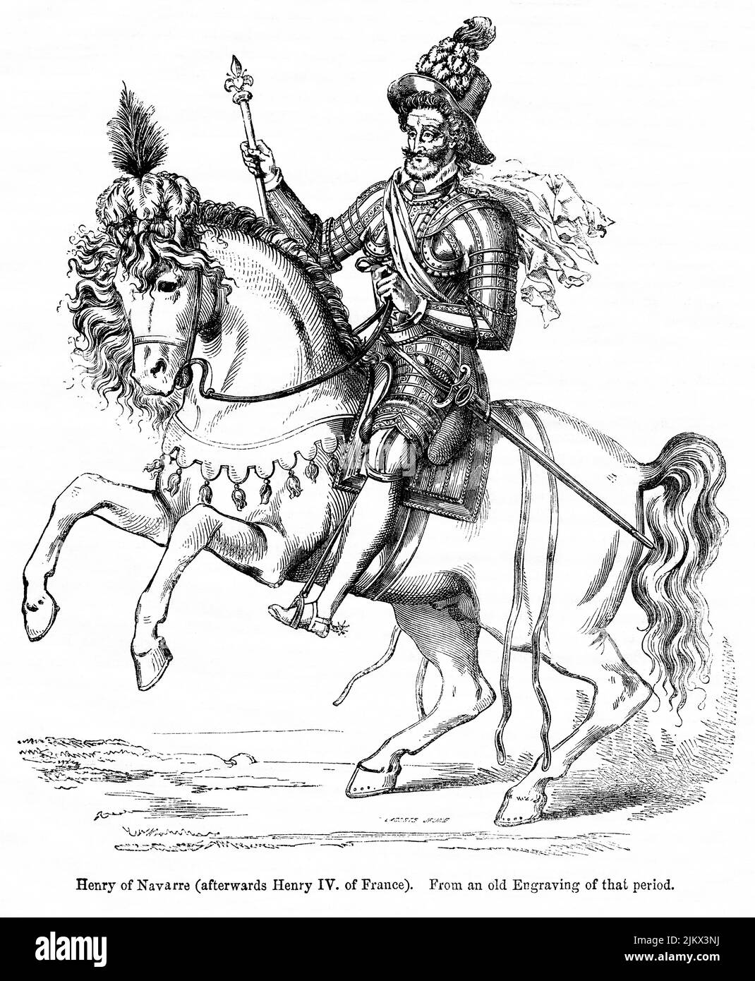 Enrico di Navarra (in seguito Enrico IV di Francia), Illustrazione dal Libro, 'John Cassel’s Illustrated History of England, Volume II', testo di William Howitt, Cassell, Petter e Galpin, Londra, 1858 Foto Stock