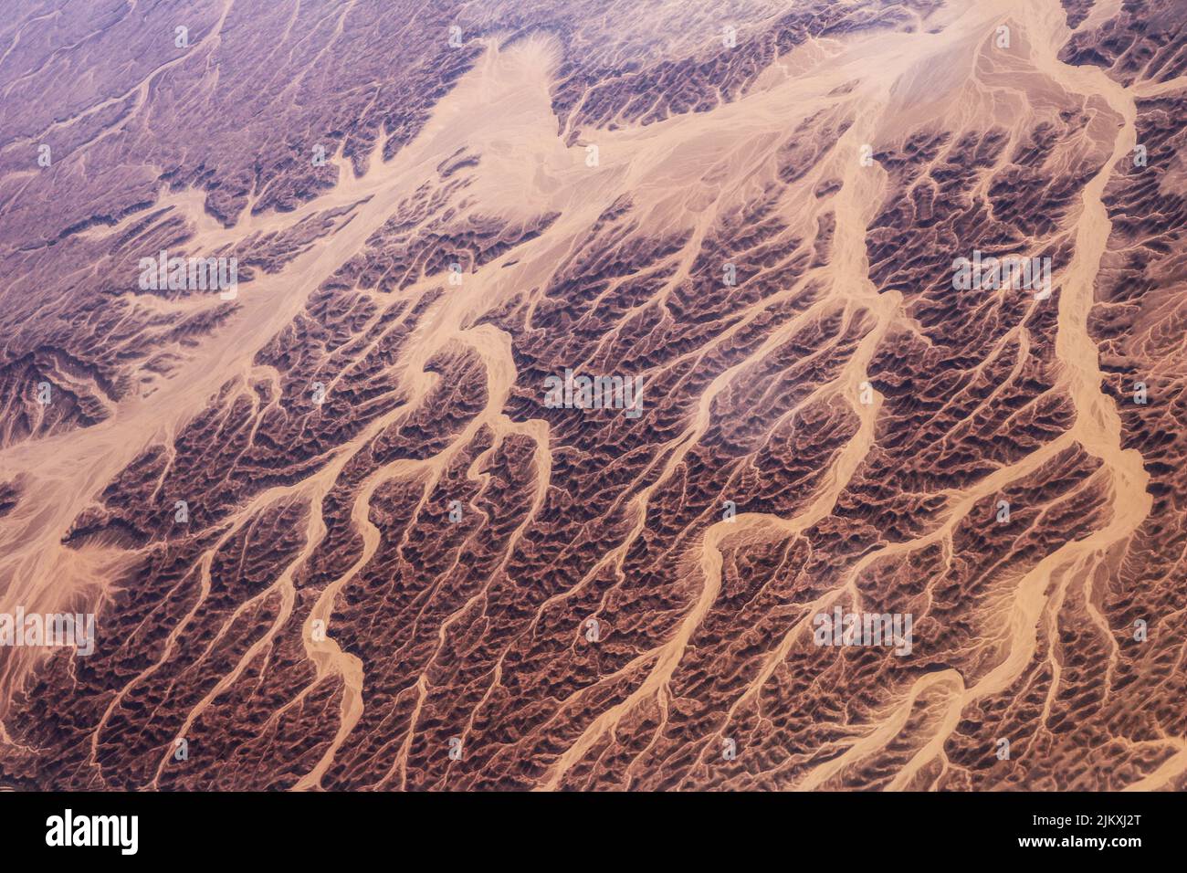 Una vista dall'alto della sabbia del deserto Foto Stock