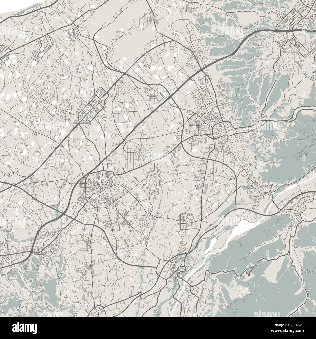 Mappa vettoriale di Taoyuan, Taiwan. Città urbana di Taiwan, Asia. Illustrazione del poster della mappa stradale. Arte mappa Taoyuan Illustrazione Vettoriale