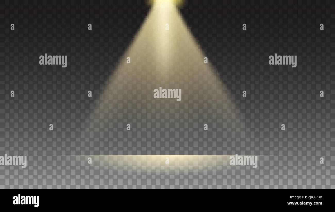 Raggio giallo di faretto su parete e pavimento. Illustrazione Vettoriale