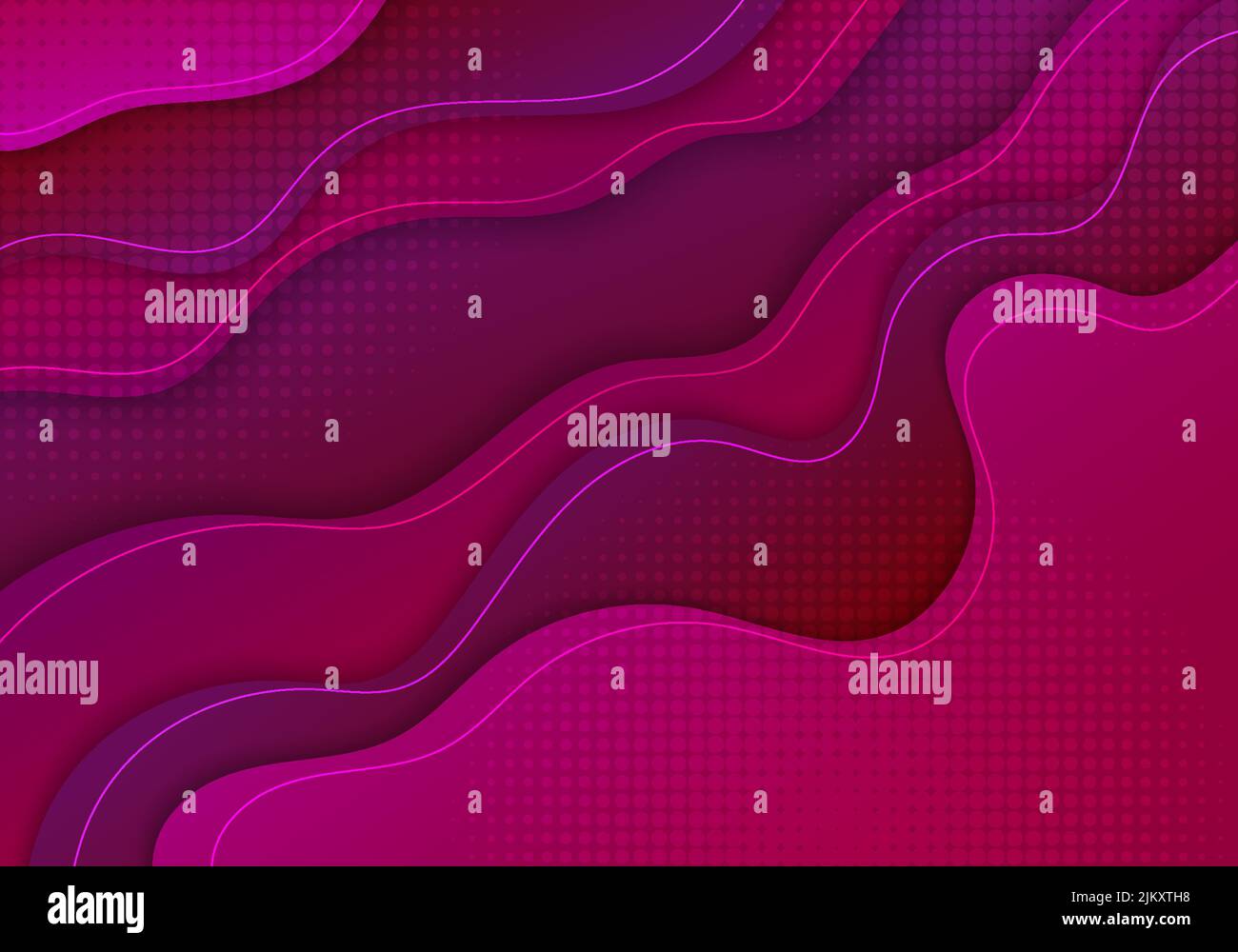 Modello decorativo rosso e rosa sfumato astratto. Stile sovrapposto con punti cerchio sfondo mezzitoni. Vettore Illustrazione Vettoriale
