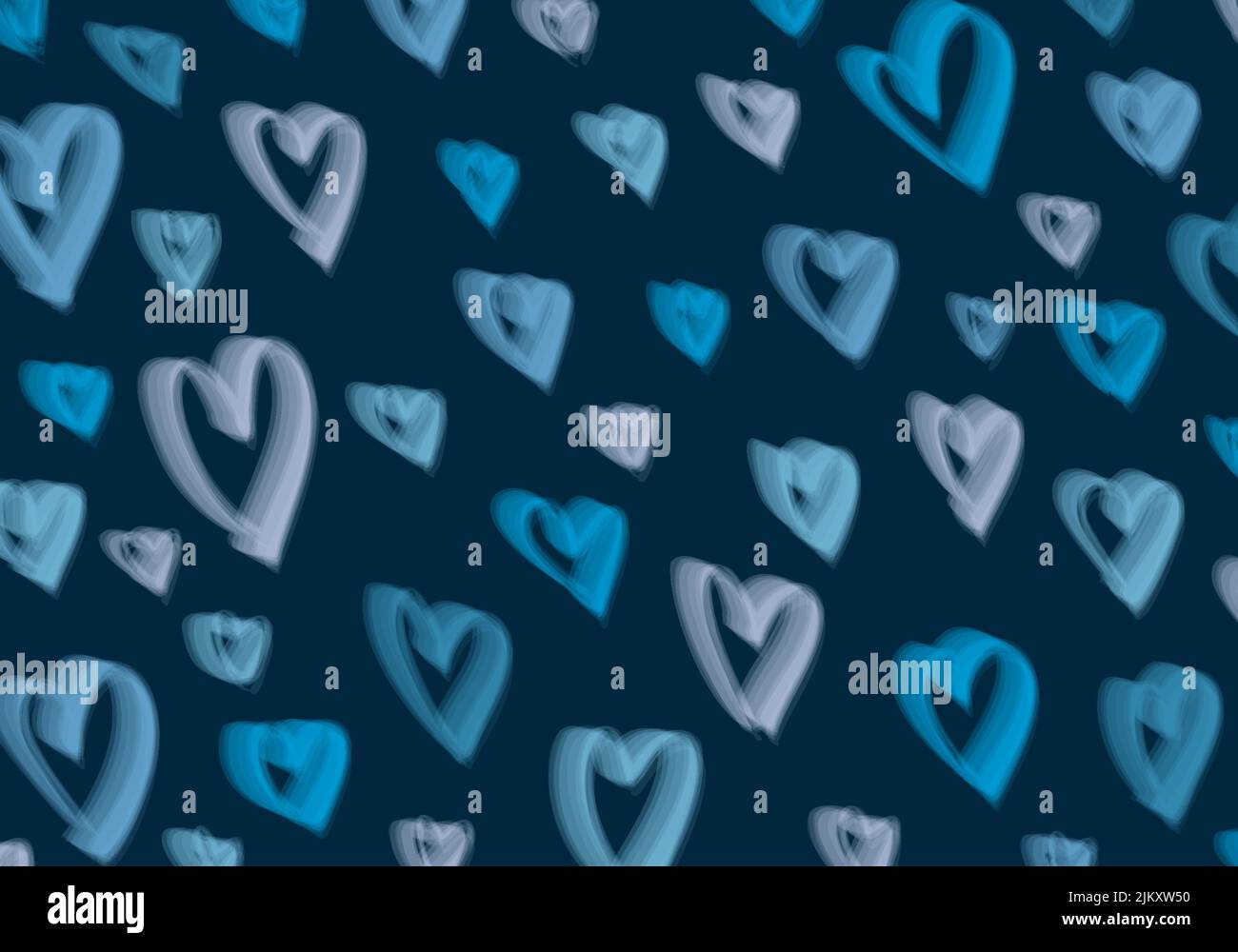 Stile astratto a cuore blu e bianco della sagoma di San Valentino. Grafica sovrapposta decorativo sfondo moderno. Vettore Illustrazione Vettoriale