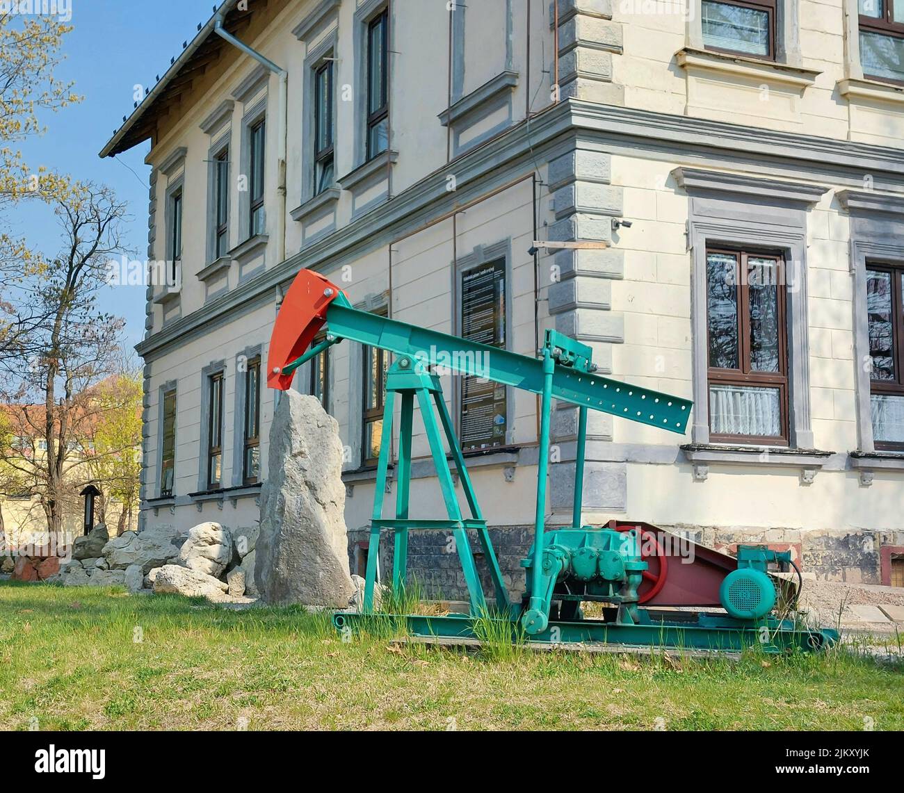 Un museo di estrazione petrolifera a Hodonin nella Moravia meridionale, la mostra di impianti minerari Foto Stock