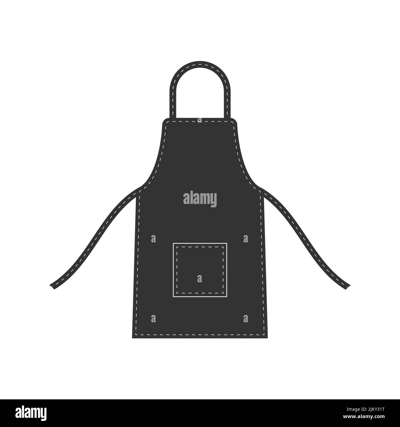 Grembiule nero isolato. Cucina chef grembiule icona su sfondo bianco Illustrazione Vettoriale