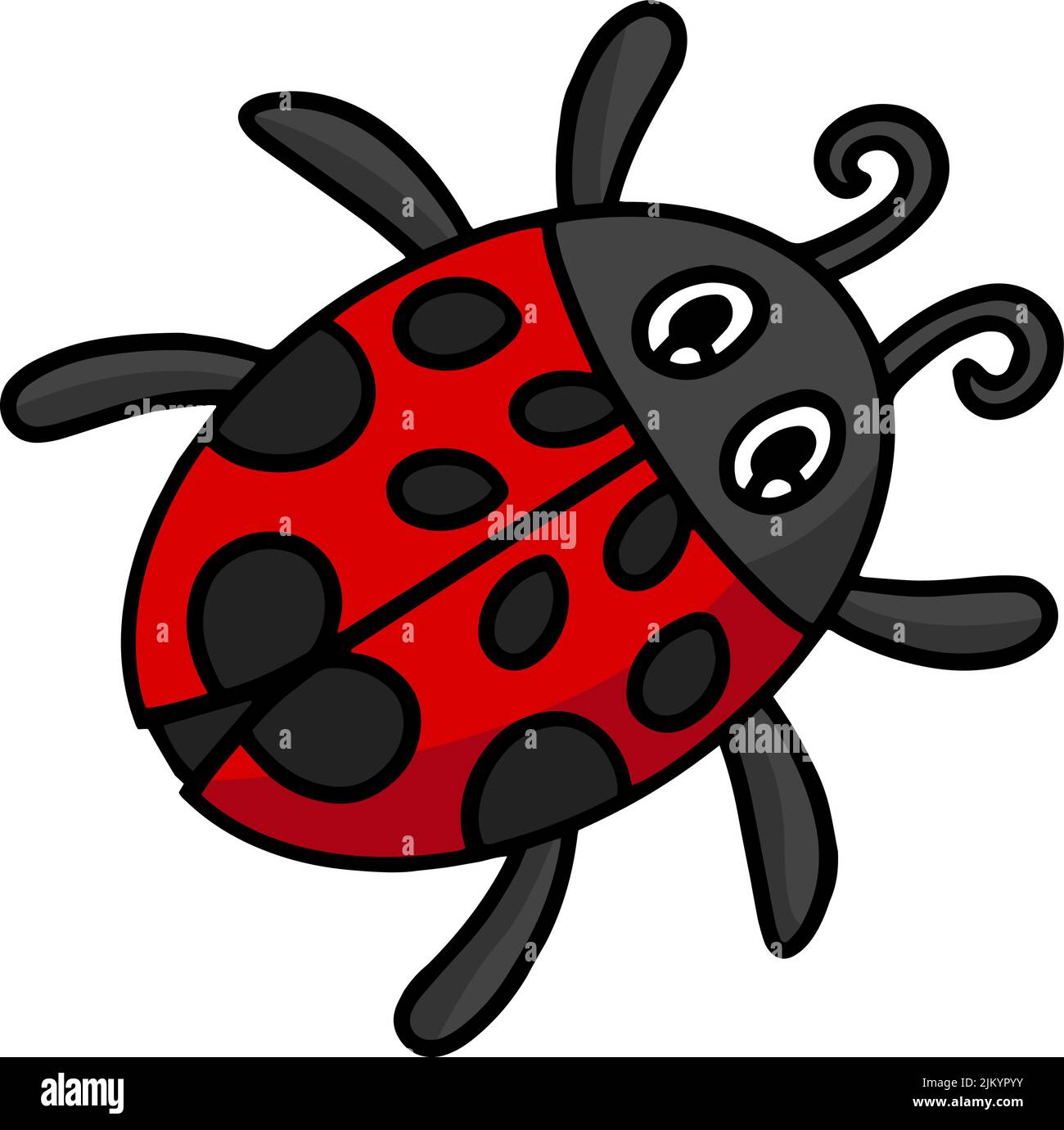 Ladybug Animal Cartoon Coloured Clipart Illustrazione Vettoriale