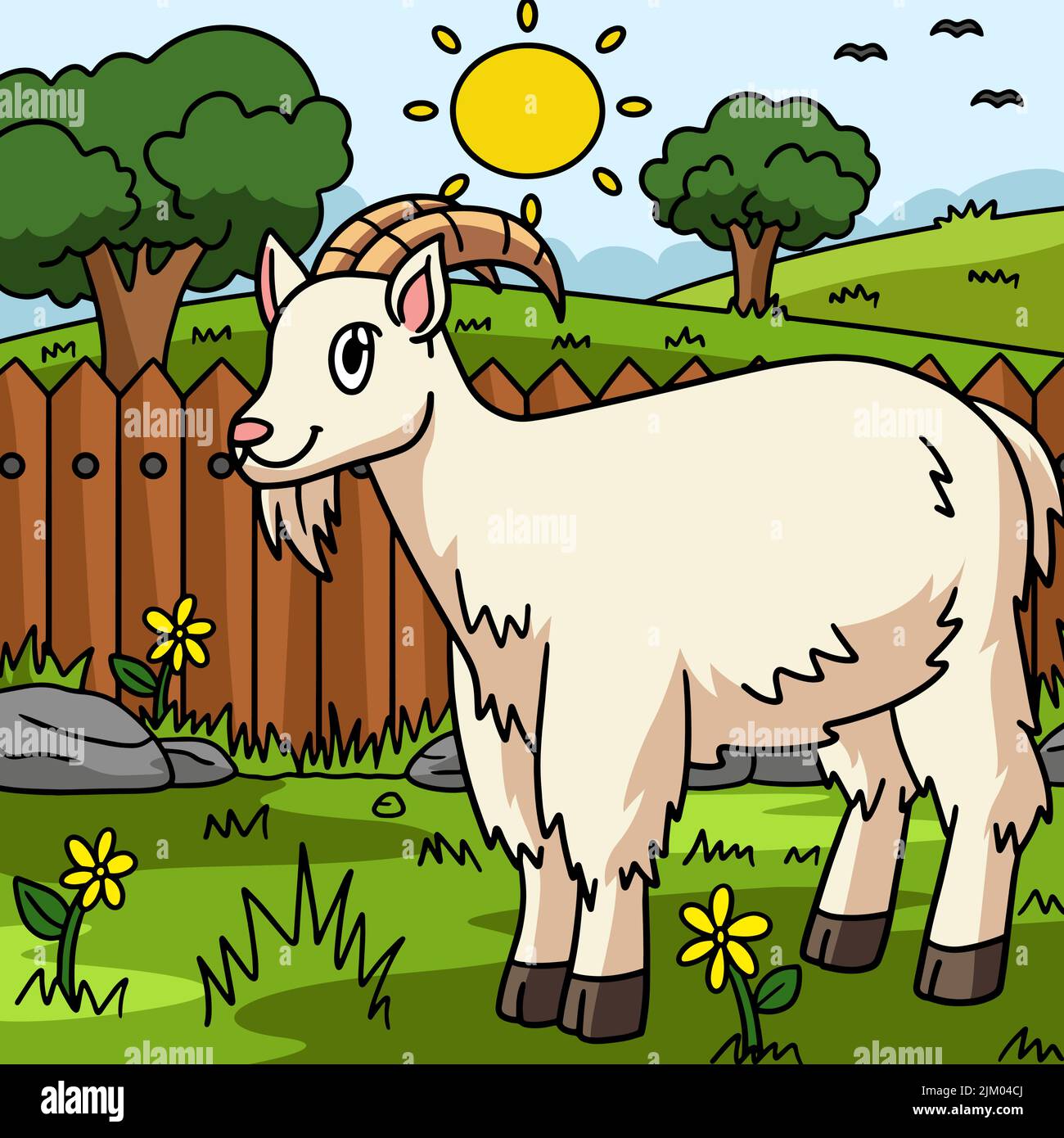 Capra animale Cartoon colorato Illustrazione Illustrazione Vettoriale