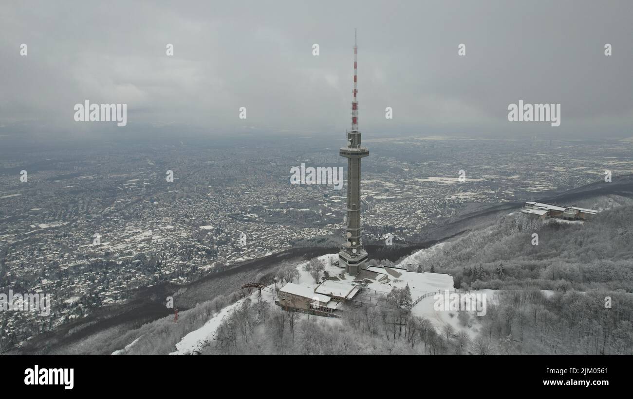 Torre della TV del monte Vitosha Foto Stock
