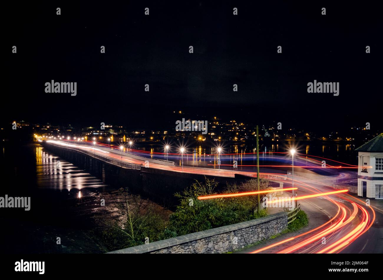 Semaforo piste attraverso Ponte Shaldon nel Devon. Novembre 2017 Foto Stock