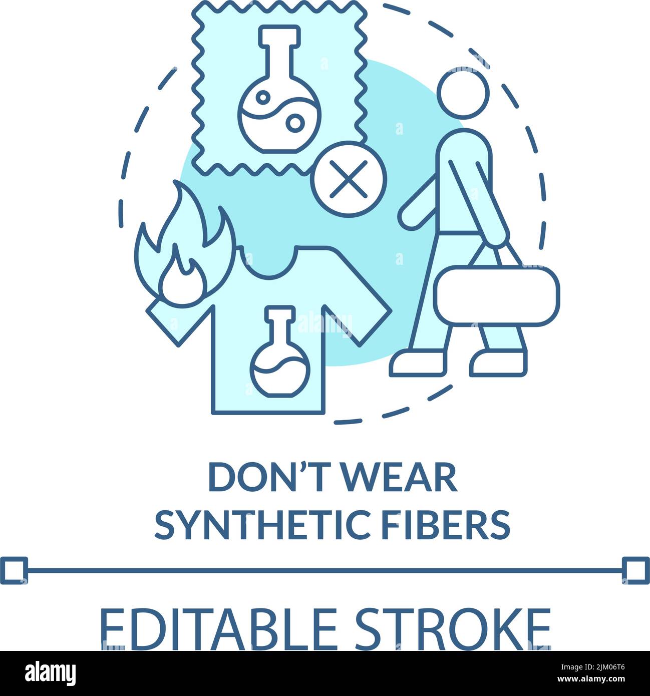 Non indossare fibre sintetiche turchese concetto icona Illustrazione Vettoriale