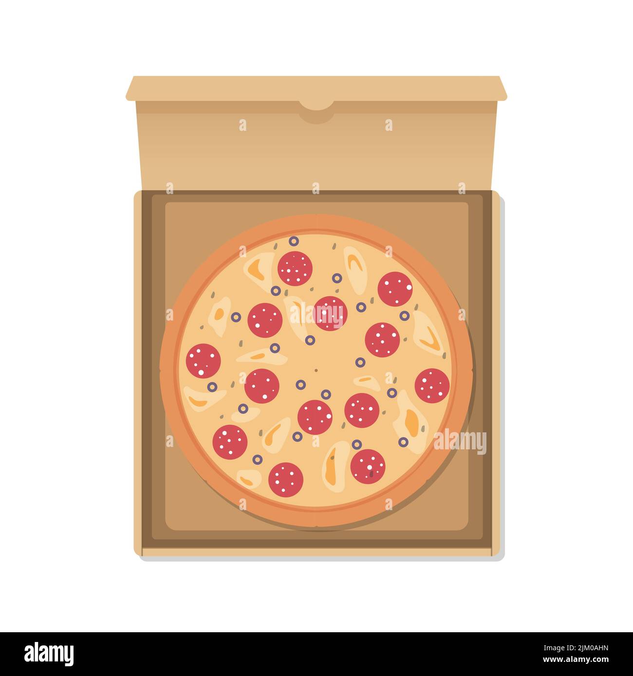 Pizza open box con salame Illustrazione Vettoriale