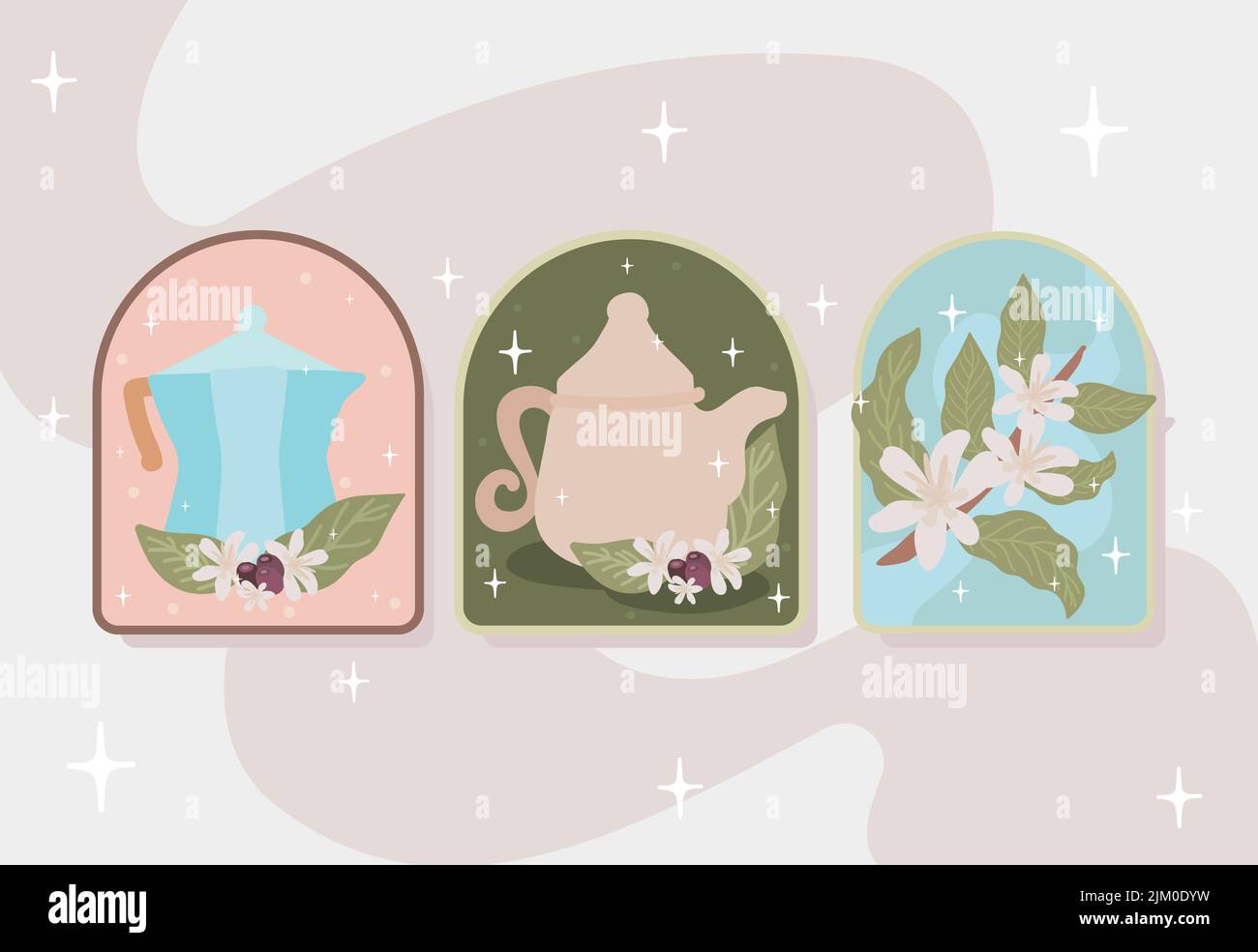 giornata internazionale del caffè, icone impostate Illustrazione Vettoriale