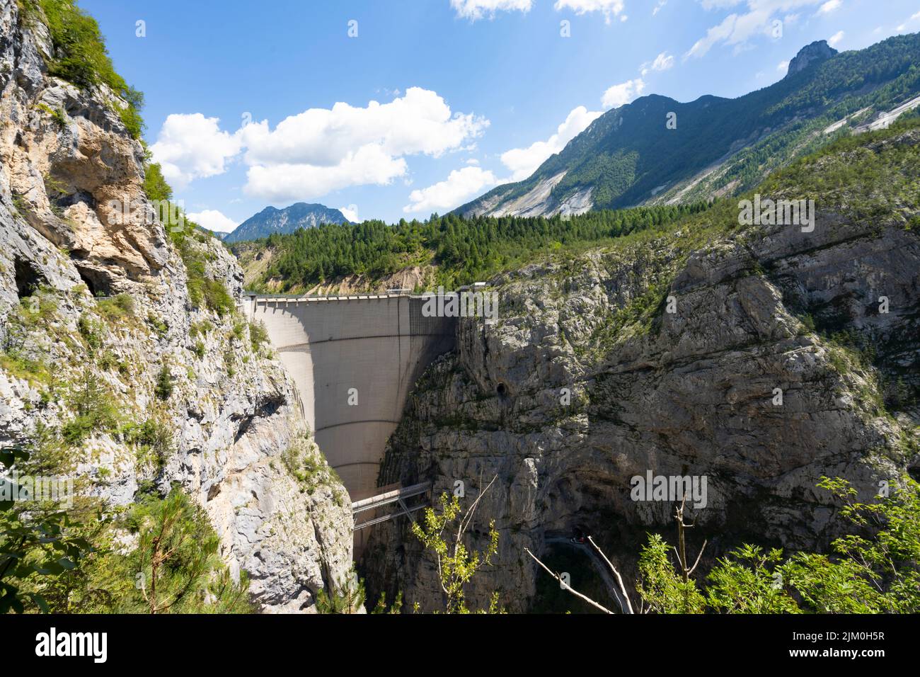 Vista panoramica della diga di Vajont, Italia Foto Stock