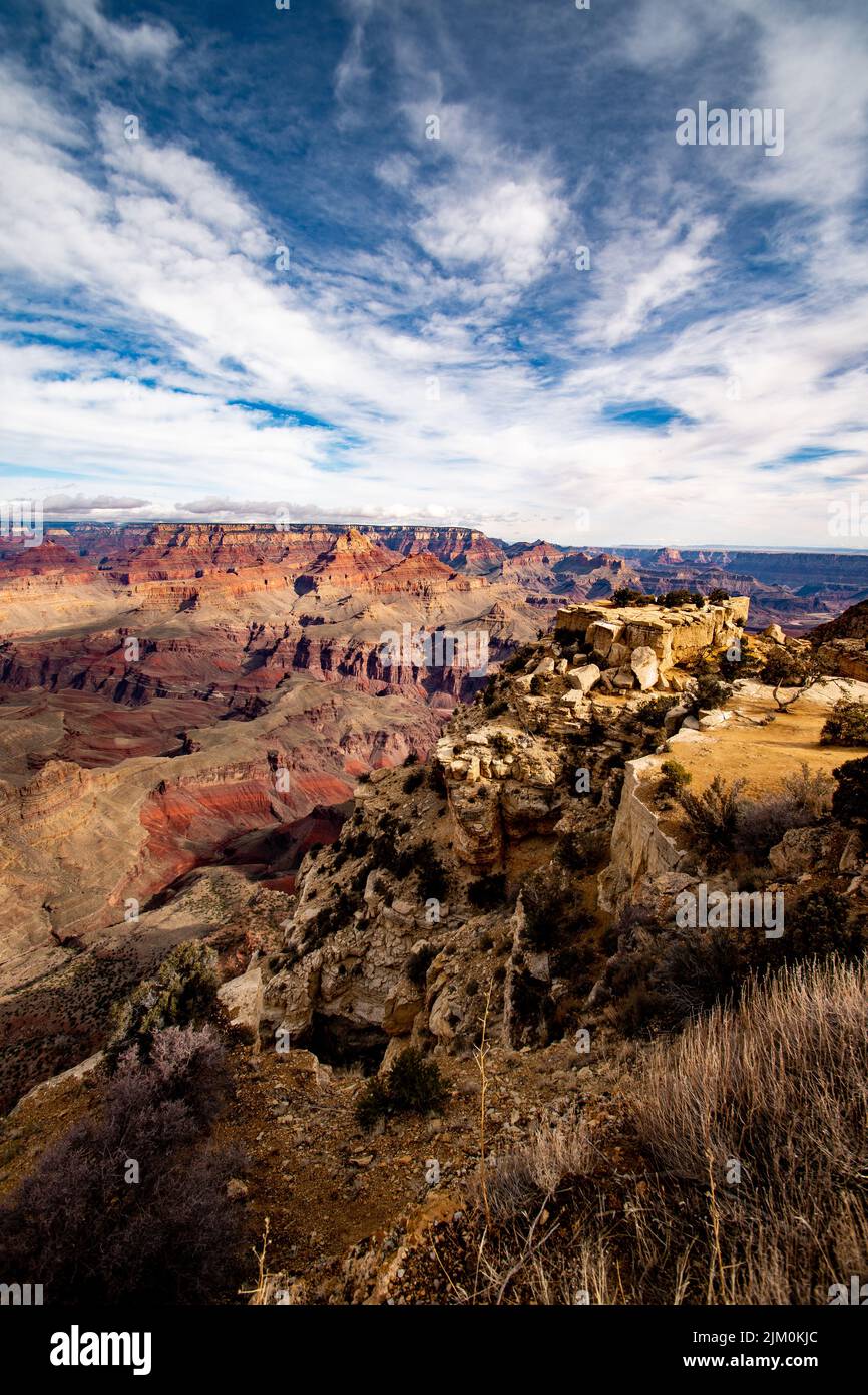 Uno scatto verticale del Parco Nazionale del Grand Canyon. Arizona, Stati Uniti. Foto Stock