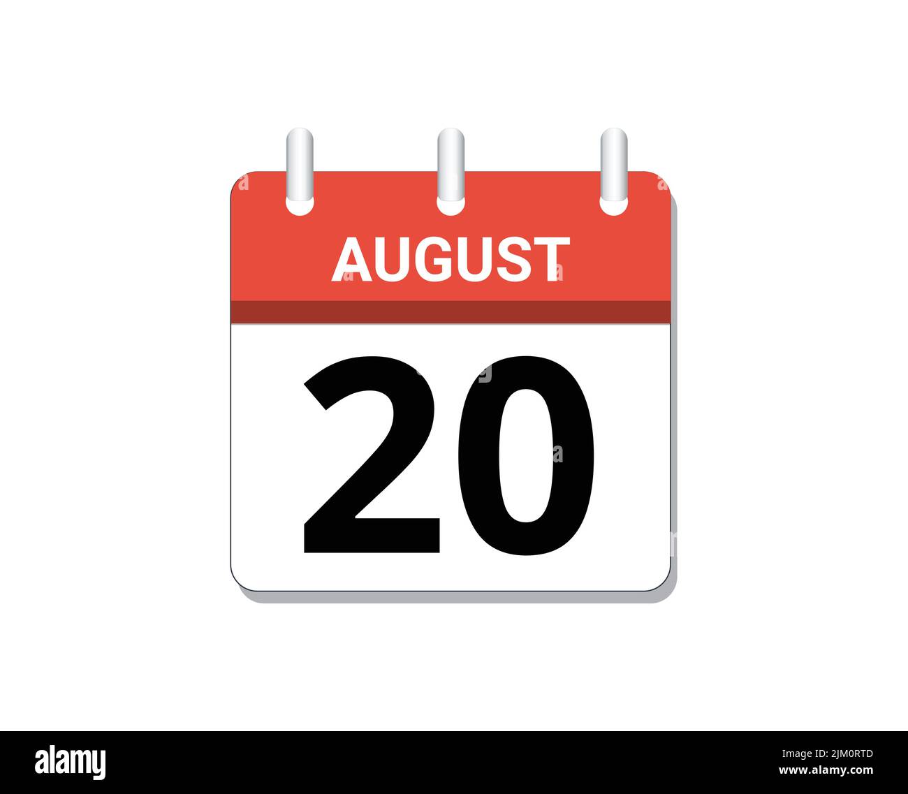 Agosto, 20th calendario icona vettore, concetto di pianificazione, attività e compiti Illustrazione Vettoriale