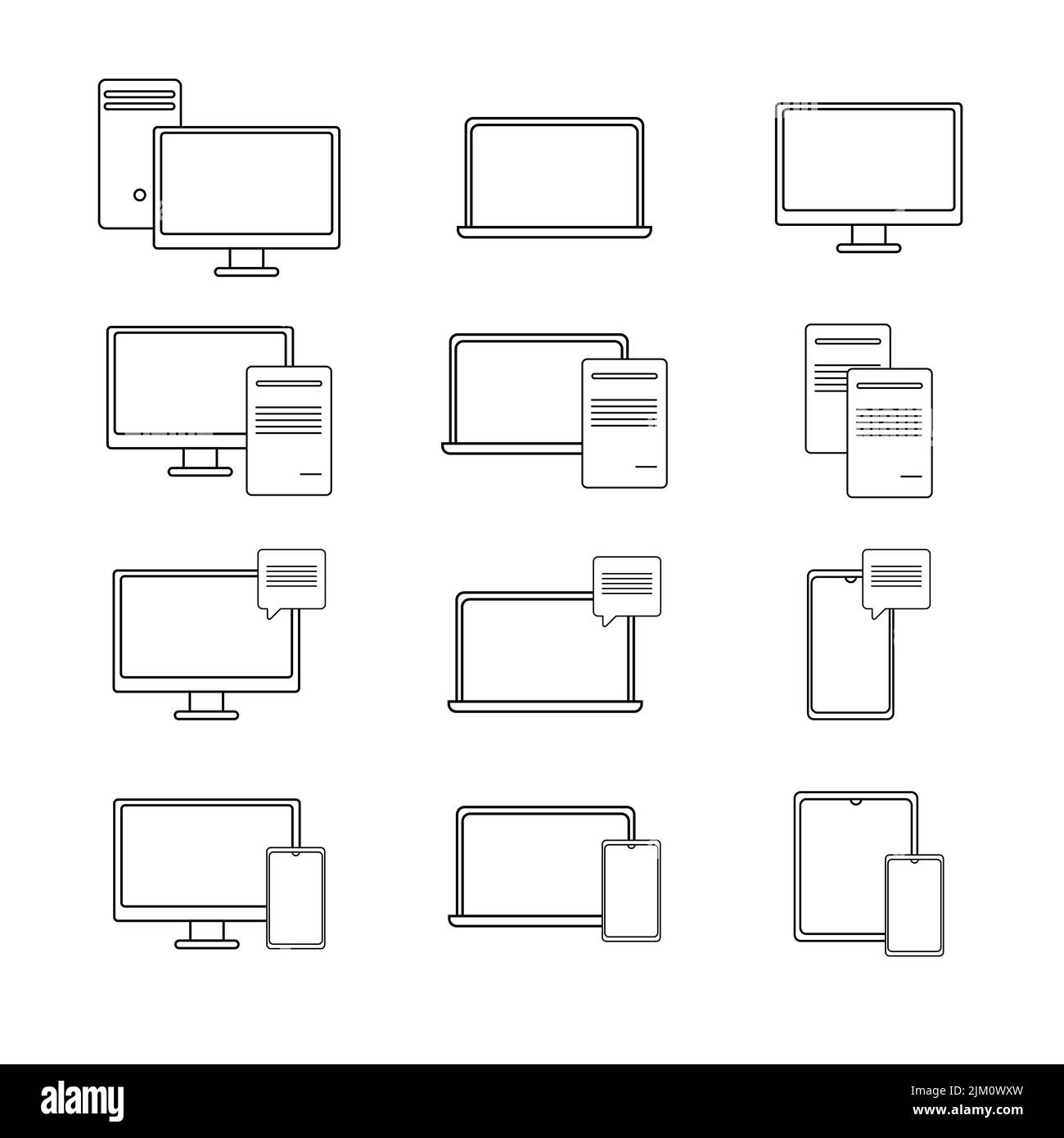 Delineare i cartelli elettronici in stile minimale. Illustrazione Vettoriale
