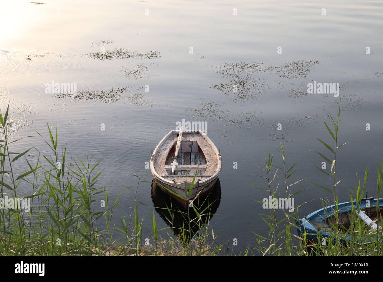 Piccola barca locale vicino all'isola di Elefantina ad Assuan Foto Stock