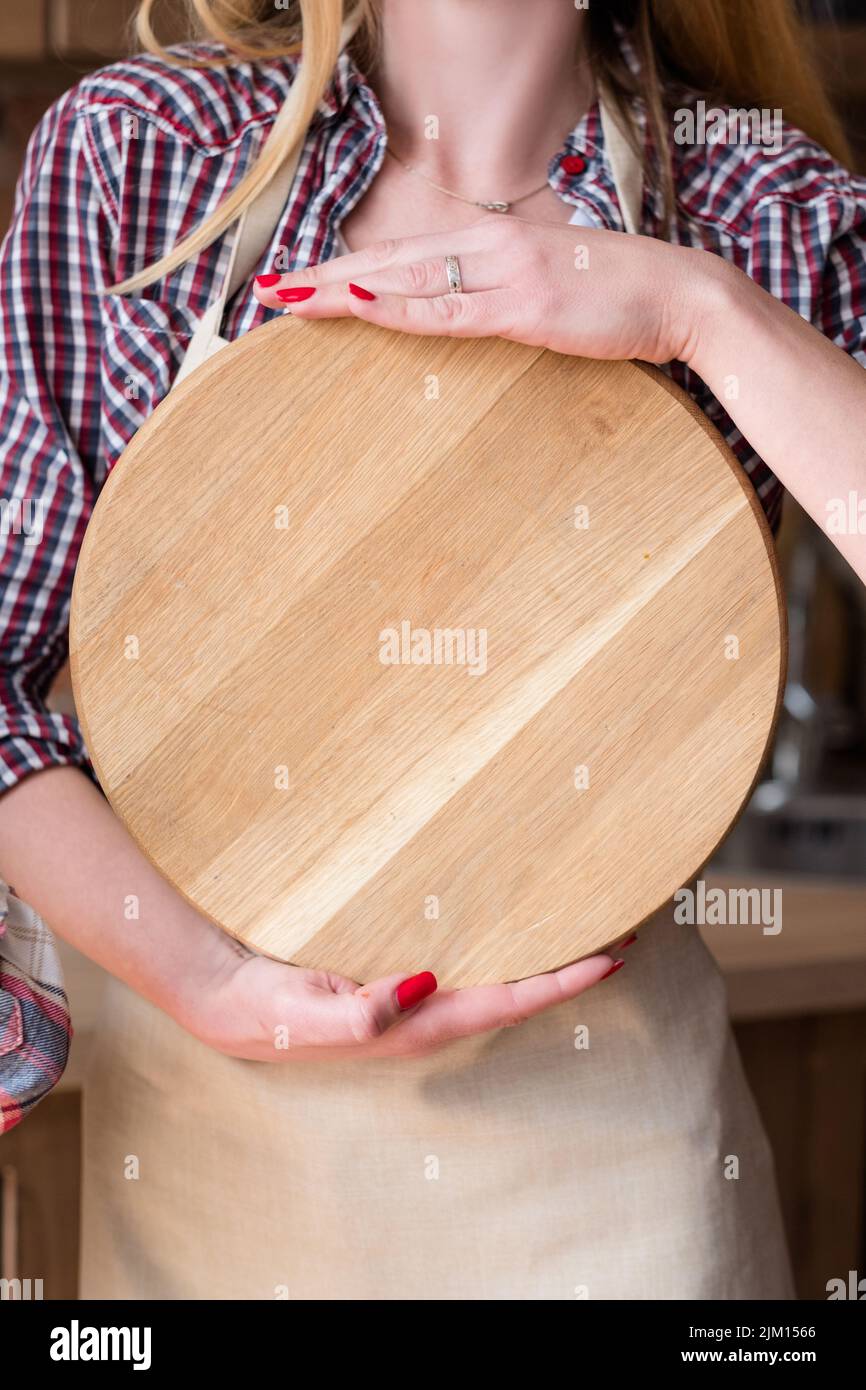 legno taglio tavola circolare ricetta ingrediente modello Foto Stock