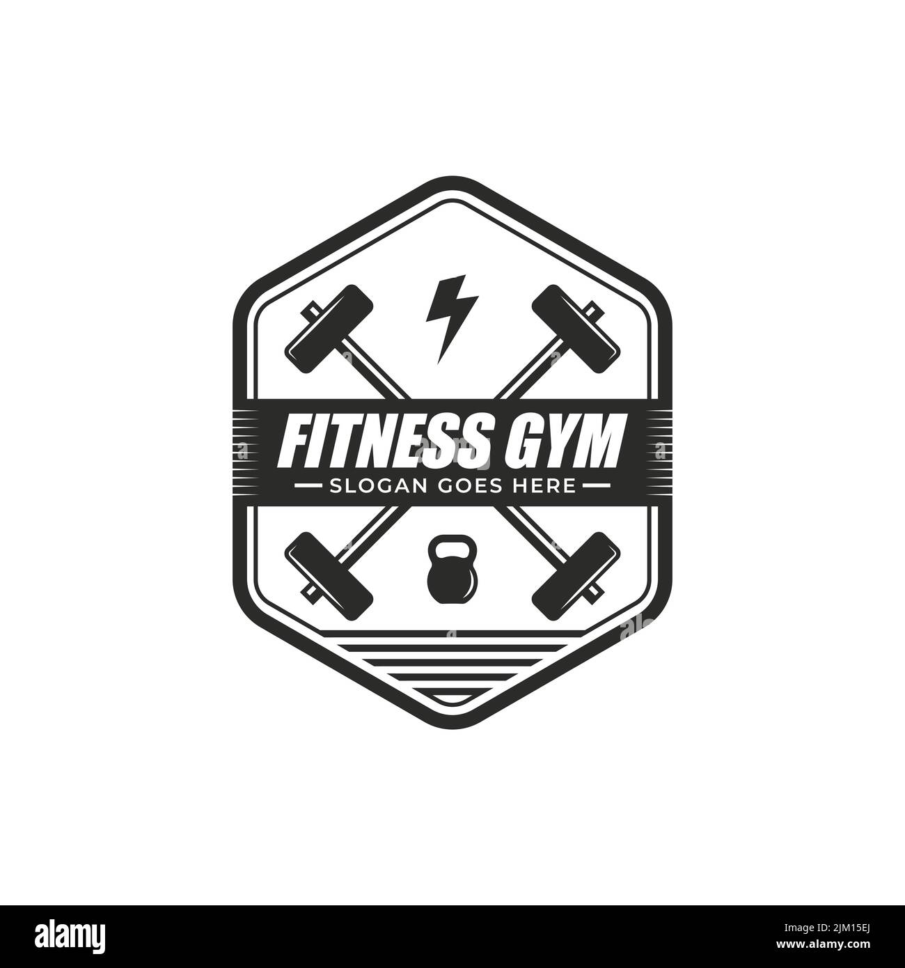 Power palestra centro fitness logo design badge vettore con stile rustico, migliore per palestra fitness centro di formazione illustrazione vettoriale Illustrazione Vettoriale