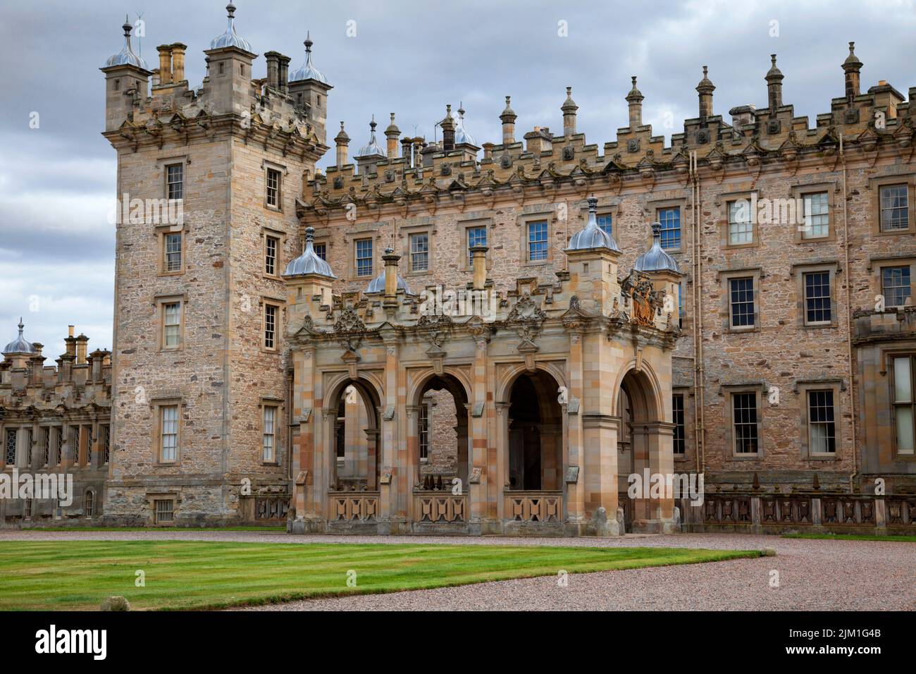Floors Castle, Roxburgh Estate, Scottish Borders, Scotland, il più grande edificio abitato della Scozia Foto Stock