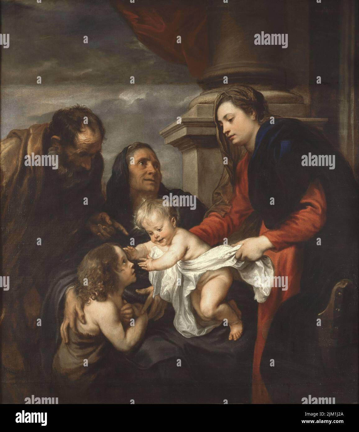 La Santa Famiglia con i Santi Elisabetta e Giovanni Battista. Museo: Galleria Sabauda, Torino. Autore: Anthony Van Dyck. Foto Stock