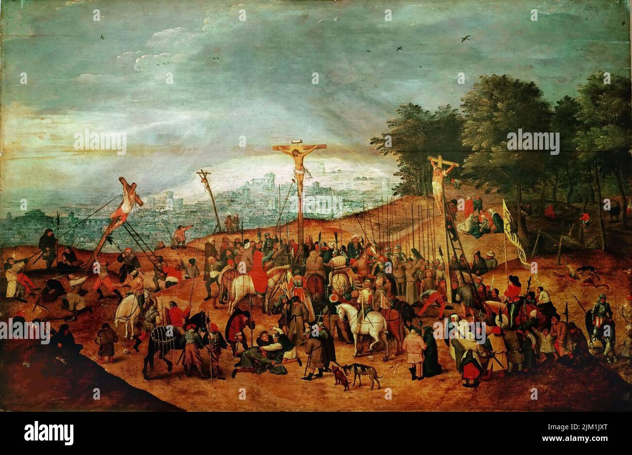 La Crocifissione. Museo: Szepmuveszeti Muzeum, Budapest. AUTORE: PIETER BRUEGHEL IL GIOVANE. Foto Stock