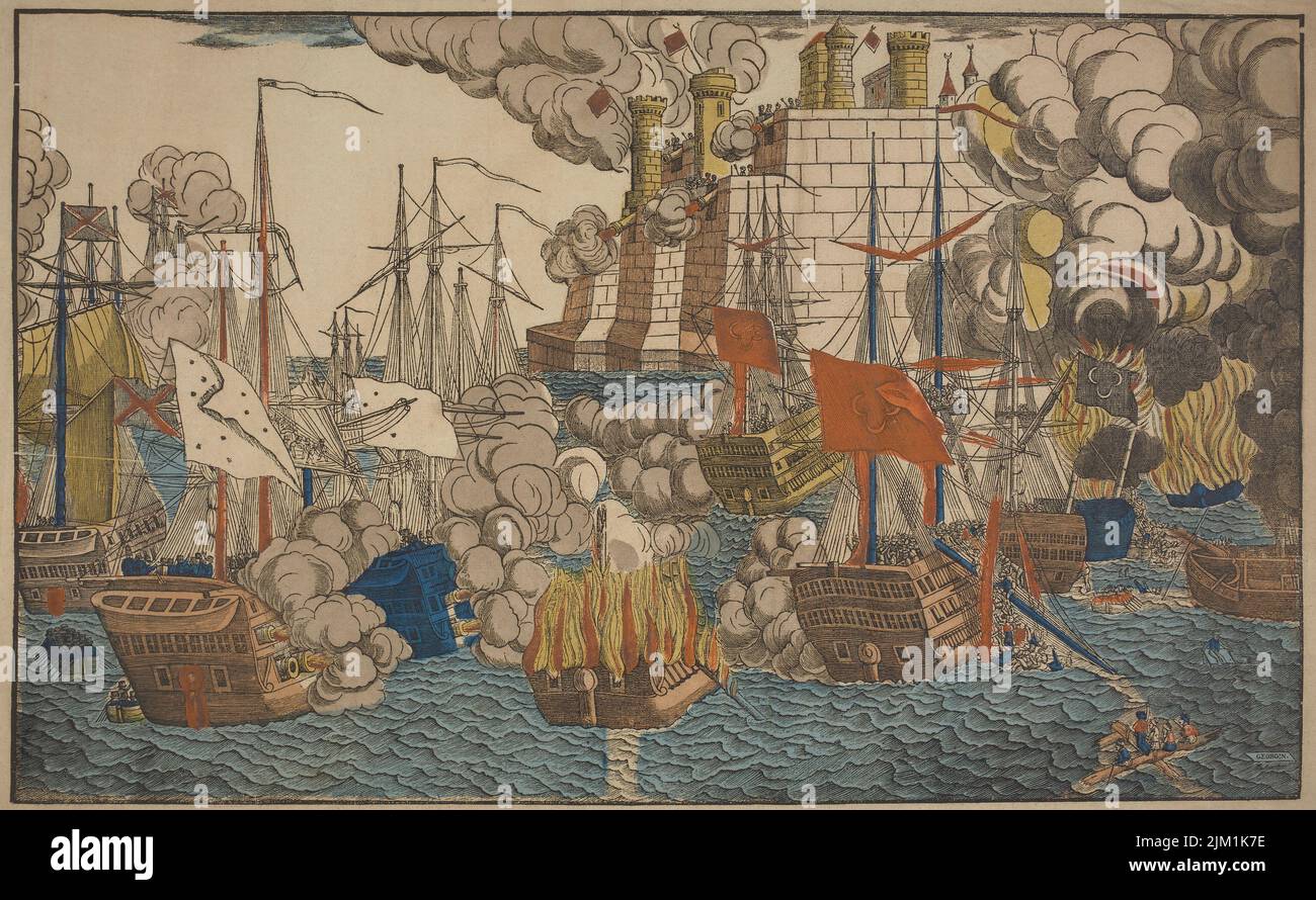 La Battaglia Navale di Navarino del 20 ottobre 1827. Museo: Muzeum Narodowe, Cracovia. Autore: FRANCOIS GEORGIN. Foto Stock