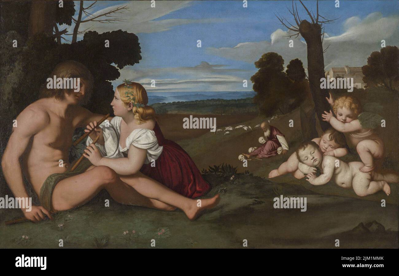 Le tre età dell'uomo (dopo Tiziano). Museo: Galleria Borghese, Roma. Autore: SASSOFERRATO. Foto Stock