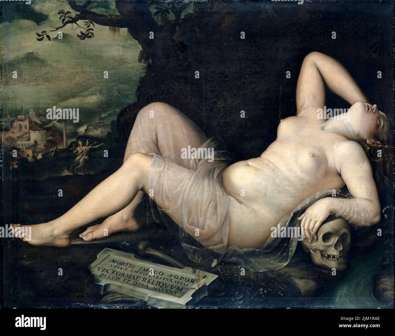 Annibale Carracci, sonno, un'immagine della morte, pittura in olio su tela, circa 1590 Foto Stock