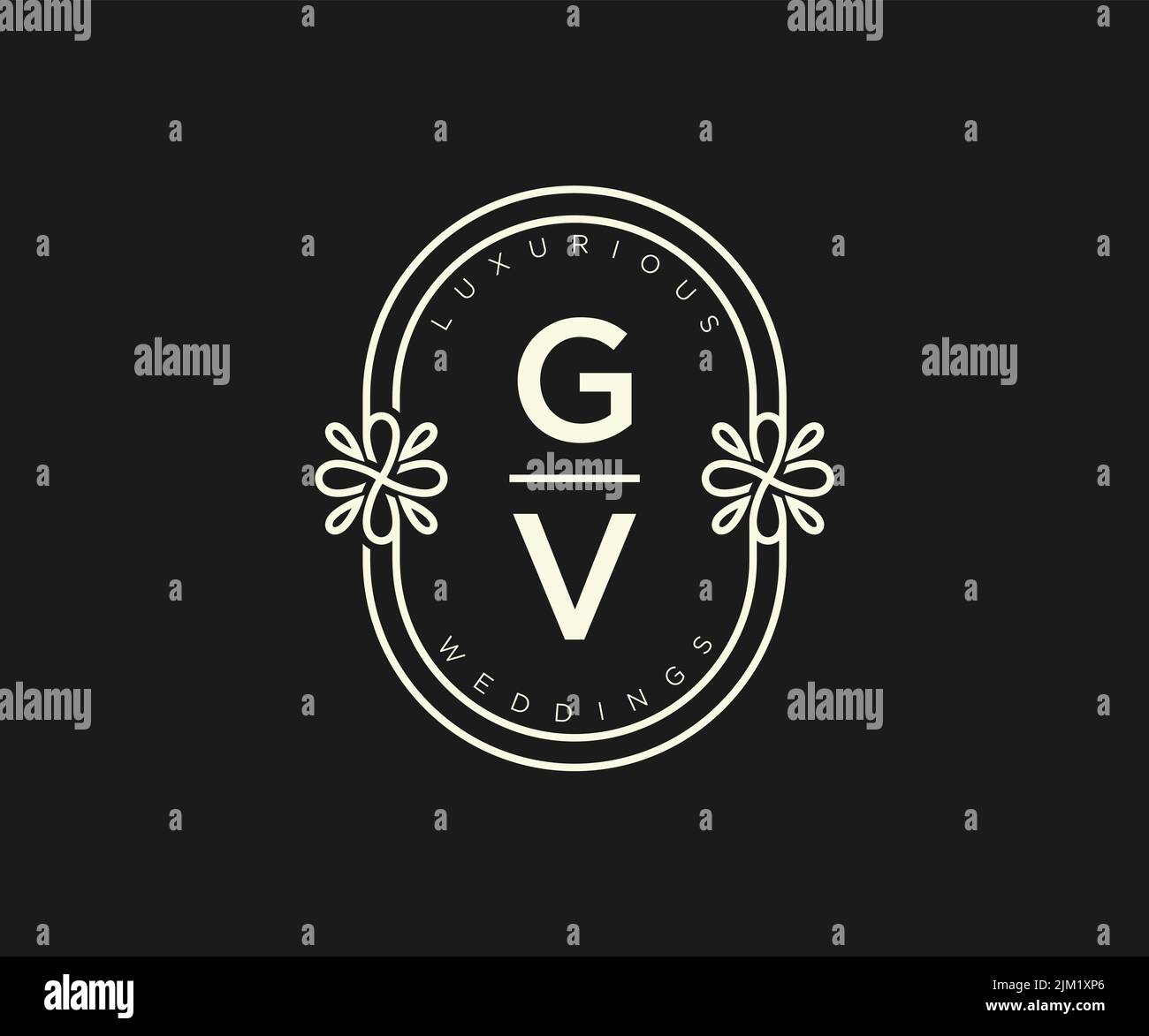 GV iniziali lettera Wedding monogramma modello loghi, disegnata a mano moderno minimalista e modelli floreali per carte di invito, Salva la data, elegante Illustrazione Vettoriale