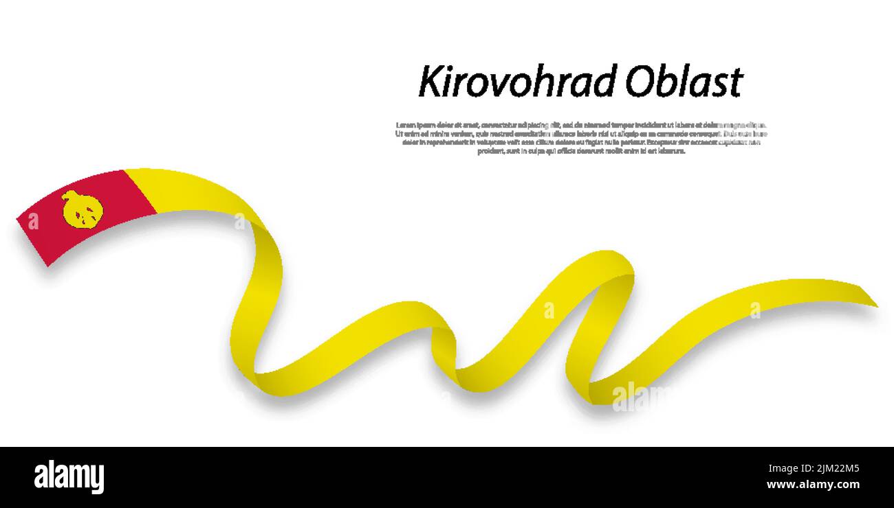 Il nastro ondulato o striscia con bandiera di Kirovohrad Oblast è una regione dell'Ucraina Illustrazione Vettoriale