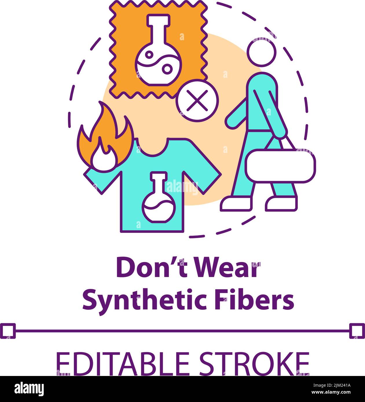 Non indossare fibre sintetiche Concept icona Illustrazione Vettoriale
