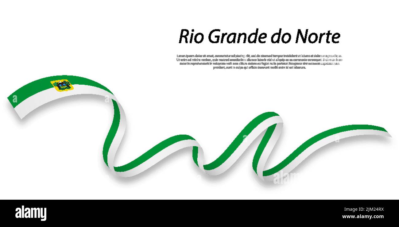 Il nastro ondulato o striscia con bandiera del Rio Grande do Norte è uno stato del Brasile Illustrazione Vettoriale