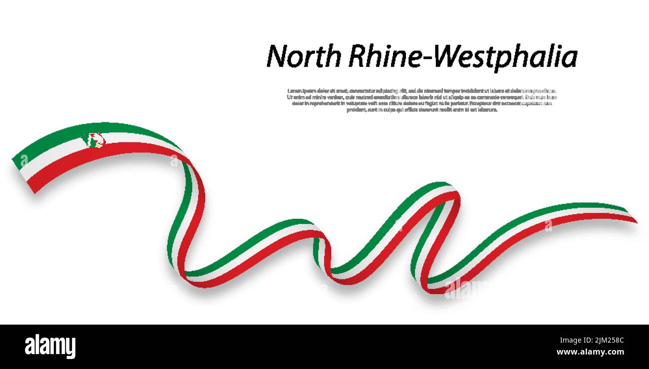 Il nastro ondulato o la striscia con bandiera della Renania settentrionale-Vestfalia è uno stato della Germania Illustrazione Vettoriale